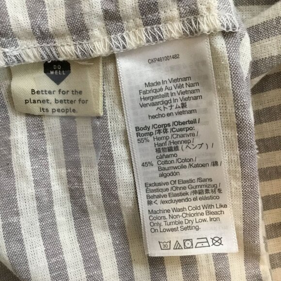 MADEWELL Striped Sleeveless Tiered Maxi Dress XL Gray White Smocked Back Pockets - Picture 6 of 8